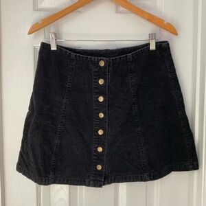Black Corduroy Mini Skirt